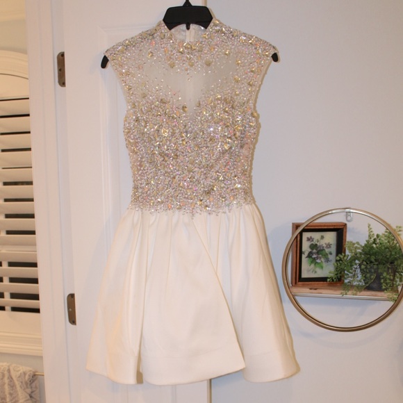Size 0 White and Gemstone Homecoming/ formal dress - Picture 1 of 3